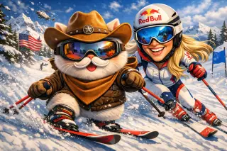 Sheriff Good Vibes on the ski slopes